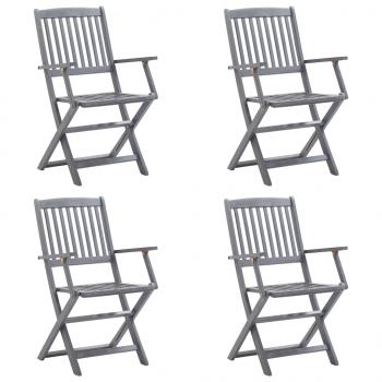 Klappbare Gartenstühle 4 Stk. mit Sitzkissen Massivholz Akazie