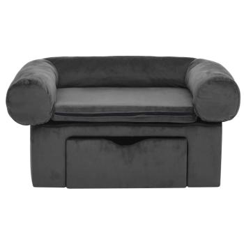 Hundesofa mit Schublade Dunkelgrau 75x50x38 cm Plüsch