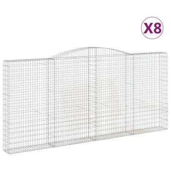 Gabionen mit Hochbogen 8 Stk. 400x30x180/200cm Verzinktes Eisen