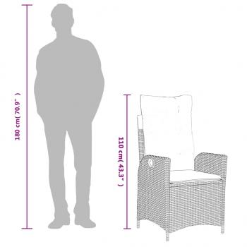 Gartensessel mit Kissen 2 Stk. Verstellbar Schwarz Poly Rattan