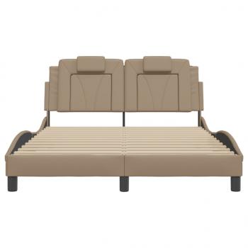 Bettgestell mit LED Cappuccino-Braun 140x190 cm Kunstleder