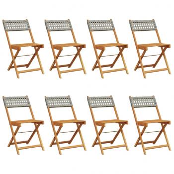 Gartenstühle 8 Stk. Klappbar Grau Poly Rattan & Massivholz