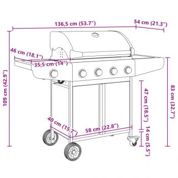 Gasgrill mit 5 Flammen Silbern Edelstahl