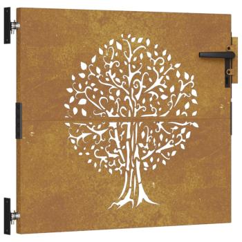 Gartentor 85x75 cm Cortenstahl Baum-Design