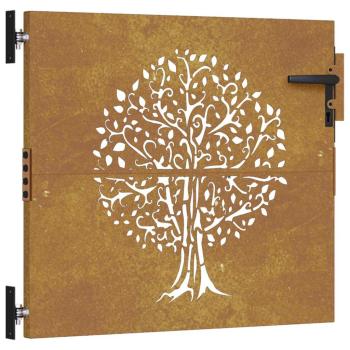 Gartentor 85x75 cm Cortenstahl Baum-Design