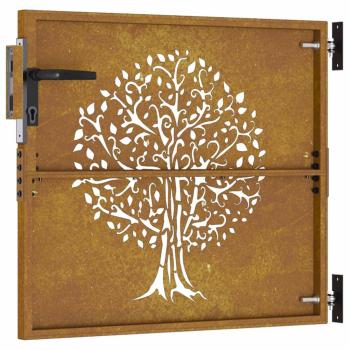 Gartentor 85x75 cm Cortenstahl Baum-Design