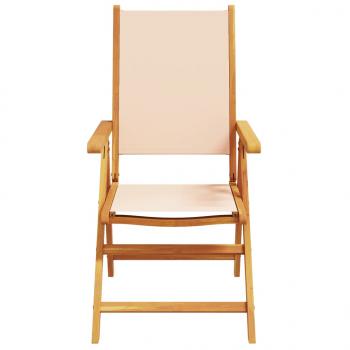 Gartenstühle Verstellbar 6 Stk. Beige Stoff und Massivholz