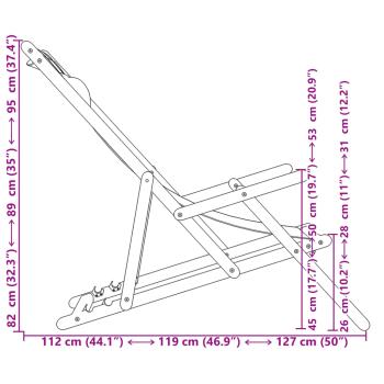Strandstuhl Klappbar Beige Massivholz Eukalyptus und Stoff