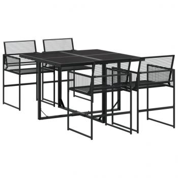 5-tlg. Garten-Essgruppe Schwarz Poly Rattan