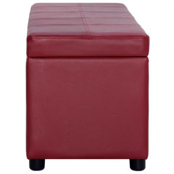 Bank mit Staufach 116 cm Weinrot Kunstleder