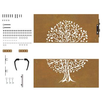 Gartentor 85x100 cm Cortenstahl Baum-Design