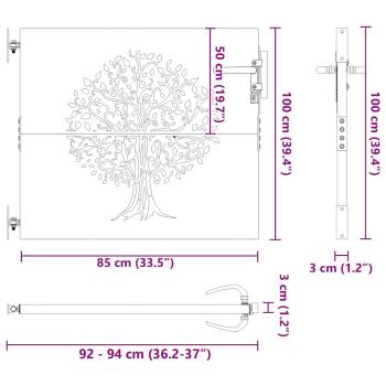Gartentor 85x100 cm Cortenstahl Baum-Design