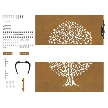 Gartentor 85x100 cm Cortenstahl Baum-Design