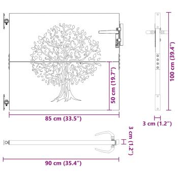 Gartentor 85x100 cm Cortenstahl Baum-Design