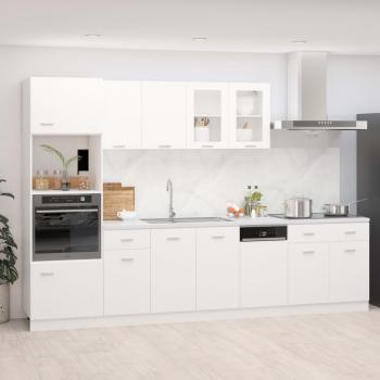 ARDEBO.de - 7-tlg. Küchenzeile Weiß Holzwerkstoff