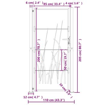 Gartentor Anthrazit 105x205 cm Stahl Gras-Design