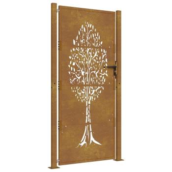 Gartentor 105x205 cm Cortenstahl Baum-Design