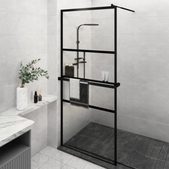 ARDEBO.de - Duschwand mit Ablage für Walk-In-Dusche Schwarz 90x195 cm ESG