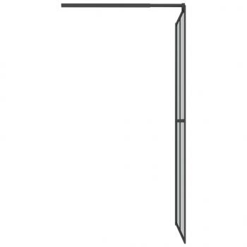 Duschwand mit Ablage für Walk-In-Dusche Schwarz 118x190 cm ESG