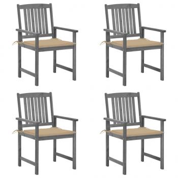 ARDEBO.de - Gartenstühle mit Kissen 4 Stk. Grau Massivholz Akazie