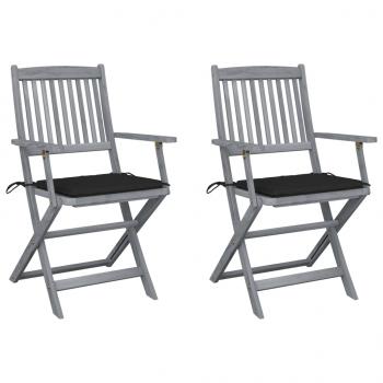 ARDEBO.de - Klappbare Gartenstühle 2 Stk. mit Sitzkissen Massivholz Akazie