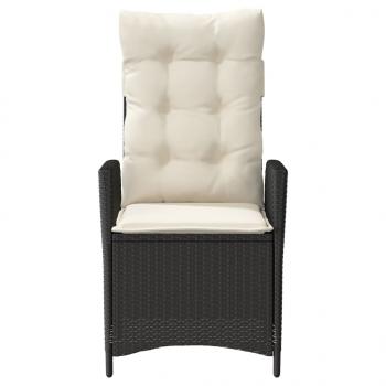 Gartensessel mit Kissen 2 Stk. Verstellbar Schwarz Poly Rattan