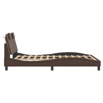 Bettgestell mit Kopfteil Braun 140x190 cm Kunstleder