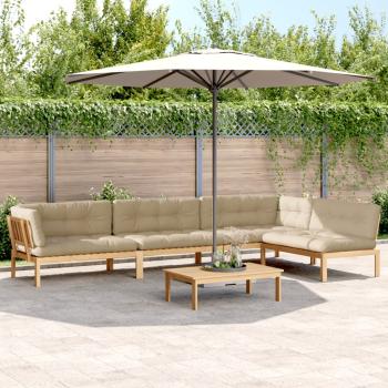 ARDEBO.de - 5-tlg. Garten-Sofagarnitur aus Paletten mit Kissen Akazienholz