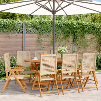 ARDEBO.de - Gartenstuhl Verstellbar 8 Stk. Beige Poly Rattan Massivholz