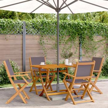 ARDEBO.de - Gartenstühle 4 Stk. Klappbar Anthrazit Stoff und Massivholz