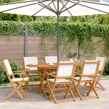 ARDEBO.de - Gartenstühle 6 Stk. Klappbar Cremeweiß Stoff und Massivholz