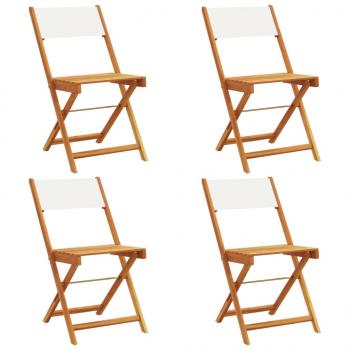 Gartenstühle 4 Stk. Klappbar Cremeweiß Stoff und Massivholz