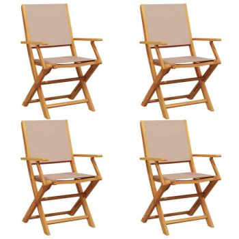 Gartenstühle 4 Stk. Klappbar Taupe Stoff und Massivholz