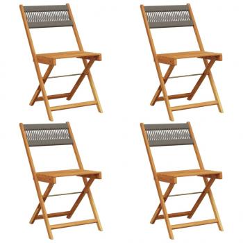 Gartenstühle 4 Stk. Klappbar Grau Massivholz Akazie