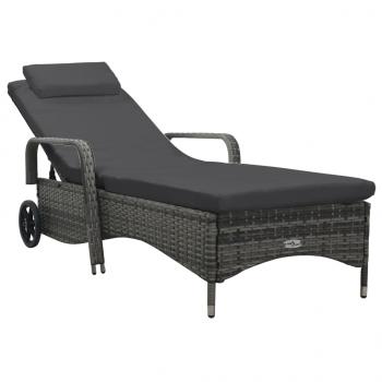 ARDEBO.de - Sonnenliege mit Rädern Poly-Rattan Braun