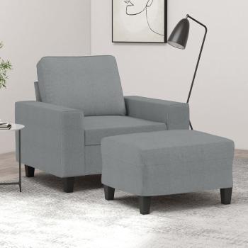 ARDEBO.de - Sessel mit Hocker Hellgrau 60 cm Stoff