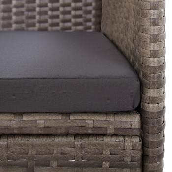 9-tlg. Garten-Essgruppe mit Kissen Grau Poly Rattan