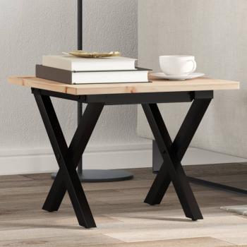 ARDEBO.de - Couchtisch X-Gestell 40x40x35cm Massivholz Kiefer und Gusseisen