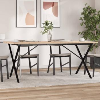 ARDEBO.de - Esstisch X-Gestell 180x90x75,5 cm Massivholz Kiefer & Gusseisen