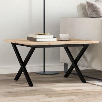 ARDEBO.de - Couchtisch X-Gestell 60x60x40cm Massivholz Kiefer und Gusseisen