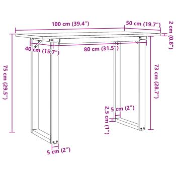 Esstisch O-Gestell 100x50x75 cm Massivholz Kiefer und Gusseisen