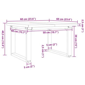 Couchtisch O-Gestell 60x60x40,5cm Massivholz Kiefer & Gusseisen