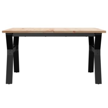 Couchtisch Y-Gestell 80x80x45cm Massivholz Kiefer und Gusseisen