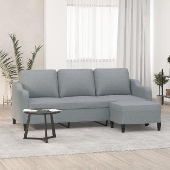 ARDEBO.de - 3-Sitzer-Sofa mit Hocker Hellgrau 180 cm Stoff