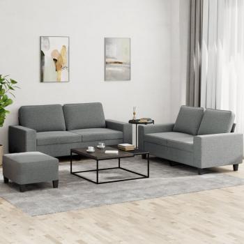 ARDEBO.de - 3-tlg. Sofagarnitur Dunkelgrau Stoff