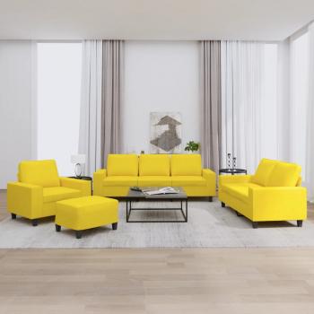 ARDEBO.de - 4-tlg. Sofagarnitur Hellgelb Stoff
