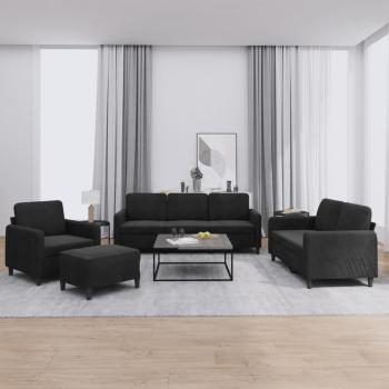ARDEBO.de - 4-tlg. Sofagarnitur Schwarz Samt