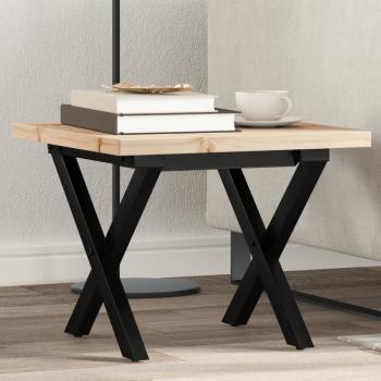 ARDEBO.de - Couchtisch X-Gestell 40x40x35,5 Massivholz Kiefer und Gusseisen