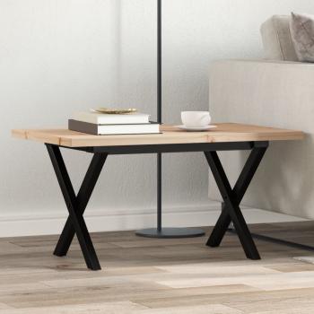 ARDEBO.de - Couchtisch X-Gestell 80x50x40,5cm Massivholz Kiefer & Gusseisen
