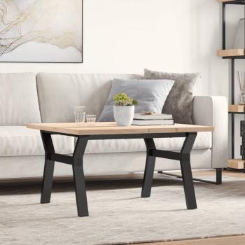 ARDEBO.de - Couchtisch Y-Gestell 80x80x45,5cm Massivholz Kiefer & Gusseisen